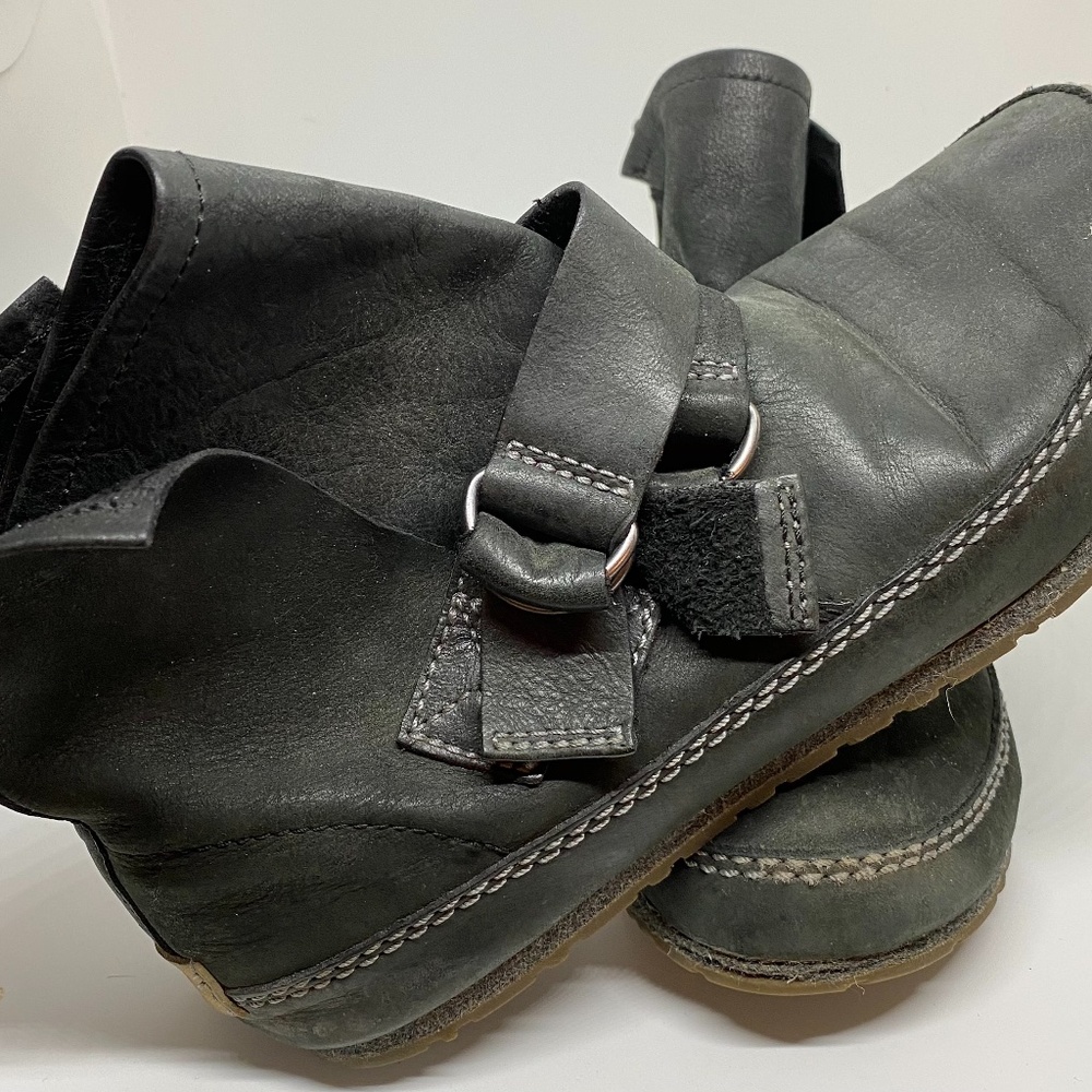 Short Black Suede Boot by Sole with buckle